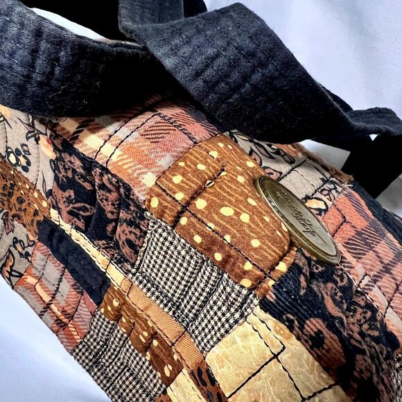 Donna Sharp Quilted Belt Buckle Purse-Brown Mix Medium Shoulder/Tote Purse Bag - Picture 12 of 16